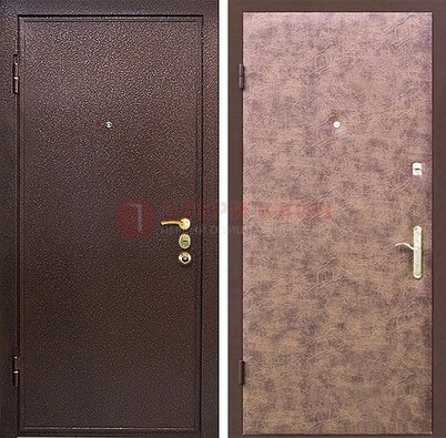 Коричневая входная дверь с порошковым покрытием ДП-147 в Тихвине