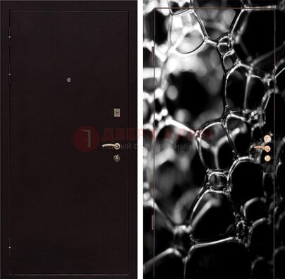 Черная стальная дверь с порошковым окрасом с фотопечатью ДП-158 в Гатчине