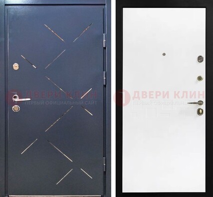 Входная дверь с порошковым напылением Антик медь с Белой МДФ ДП-208 в Великом Новгороде
