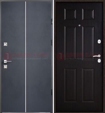 Железная дверь с порошковым покрытием и отделкой Темный орех внутри ДП-211 в Гатчине