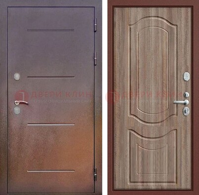 Стальная дверь с порошковым покрытием с коричневой МДФ ДП-226 в Гатчине