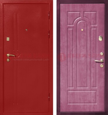 Красная входная дверь с порошковым напылением ДП-240 в Гатчине
