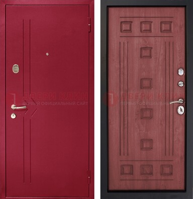 Красная железная дверь с порошковым напылением ДП-242 в Гатчине