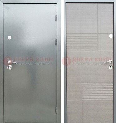 Металлическая серая дверь с порошковым покрытием и МДФ Белый ясень ДП-250 в Гатчине