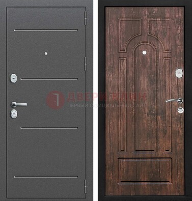 Железная дверь Антик серебро с порошковым напылением и МДФ Тисненый орех ДП-260 в Гатчине