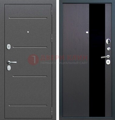 Серая металлическая дверь с порошковым напылением и МДФ со стеклом ДП-262 в Гатчине