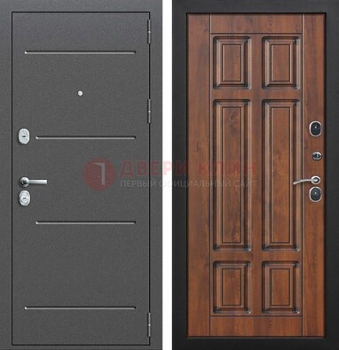 Стальная дверь с порошковым покрытием Антик серебро и филенчатой МДФ ДП-267 в Гатчине
