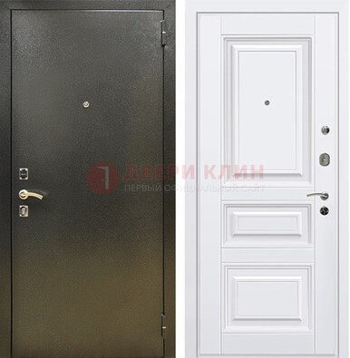 Железная темно-серая дверь с порошковым напылением и белой МДФ ДП-274 в Гатчине