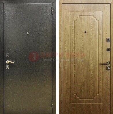 Темно-серая входная дверь с порошковым покрытием и МДФ Золотой дуб ДП-291 в Гатчине