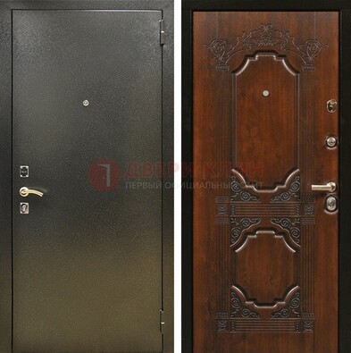 Входная дверь Темное серебро с порошковым покрытием и МДФ с узором ДП-293 в Гатчине