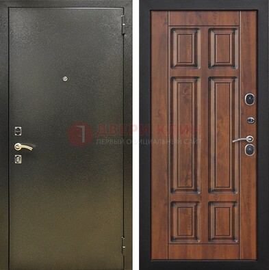 Металлическая входная темная дверь с порошковым напылением и МДФ ДП-299 в Великом Новгороде