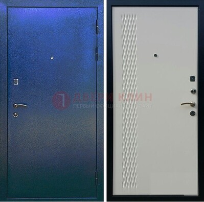 Синяя железная дверь с порошковым напылением ДП-49 в Гатчине