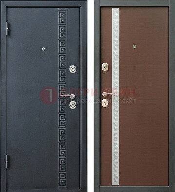 Черная стальная дверь с порошковым напылением ДП-9 в Гатчине