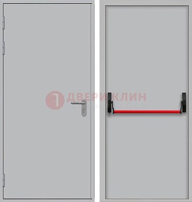 Белая металлическая противопожарная дверь с длинной ручкой ДПП-14 в Гатчине