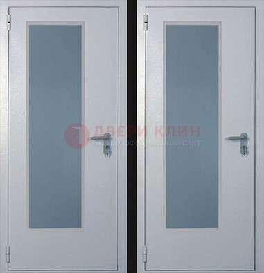 Белая металлическая противопожарная дверь с декоративной вставкой ДПП-5 в Гатчине