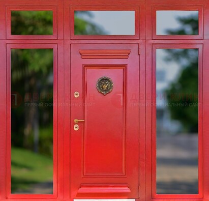 Красная парадная дверь для частного дома ДПР-88 в Гатчине