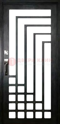 Черная стальная решетчатая дверь в современном стиле ДР-43 в Гатчине