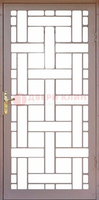 Коричневая металлическая решетчатая дверь для дома ДР-47 в Гатчине