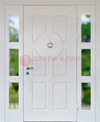 Белая стальная дверь со стеклом и фрамугами ДС-20 в Гатчине