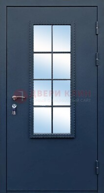 Темная металлическая дверь порошок со стеклом ДС-34 в Гатчине