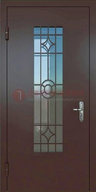 Входная металлическая дверь со стеклом для дома ДС-6 в Гатчине
