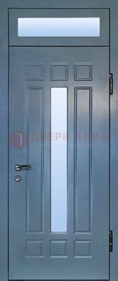 Серая металлическая дверь со стеклом ДС-70 в Гатчине