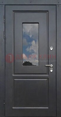Чёрная металлическая дверь со стеклом ДС-77 в Гатчине