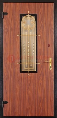 Дополнительная дверь со стеклом и золотой ковкой ДСК-16 в Гатчине