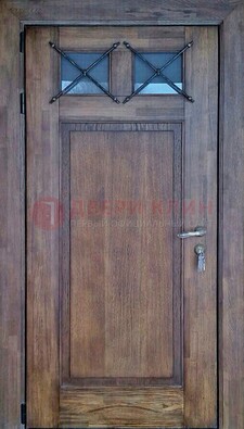 Металлическая дверь с Виноритом со стеклом и ковкой под старину ДСК-209 в Гатчине