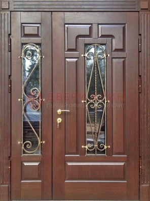 Стальная распашная дверь Винорит стекло и ковка ДСК-274 в Гатчине