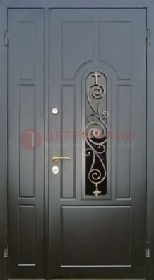 Металлическая дверь Винорит со стеклом в темном цвете ДСК-276 в Красногорске