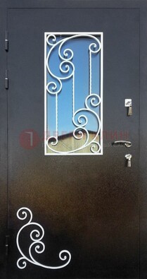 Входная дверь Порошок со стеклом и ковкой ДСК-278 в Гатчине