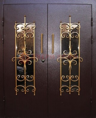 Металлическая дверь с ковкой и остеклением ДСК-49 в Дмитрове