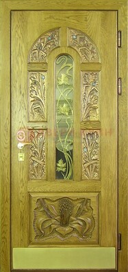 Металлическая дверь со стеклом и ковкой ДСК-90 в гостиницу в Дмитрове
