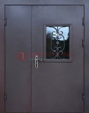 Тамбурная дверь Порошок со стеклом и ковкой ДТМ-48 в Гатчине