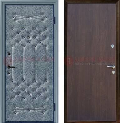 Серая металлическая дверь с винилискожей ДВ-35 в Талдоме