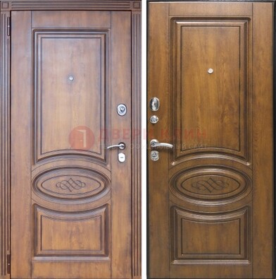 Коричневая металлическая дверь с виноритом ДВТ-10 в Великом Новгороде