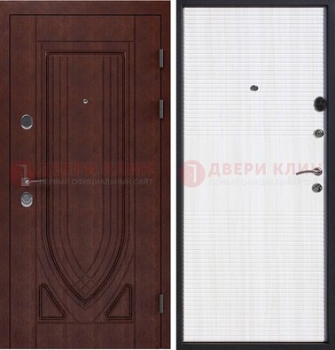 Уличная темная филенчатая дверь с виноритом и МДФ Белый ясень ДВТ-141 в Гатчине