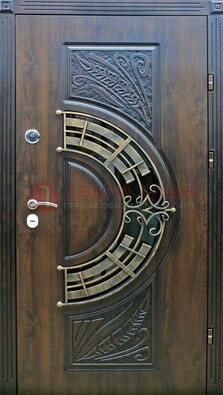 Металлическая филенчатая дверь с виноритом и МДФ Шоколад ДВТ-144 в Гатчине