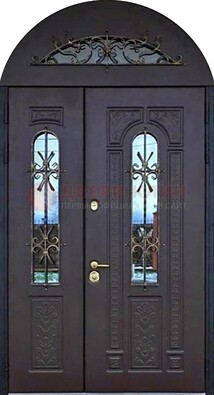 Железная дверь в цвете Итальянский орех с виноритом и темной МДФ ДВТ-157 в Гатчине
