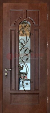 Железная дверь в цвете Итальянский орех с виноритом и МДФ Беленый дуб ДВТ-158 в Гатчине