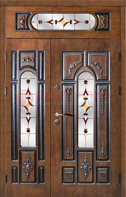 Элитная дверь цвета дуб с виноритом и витражом ДВТ-177 в Шатуре