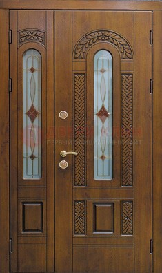 Темная стальная дверь с виноритом и стеклом ДВТ-179 в Гатчине