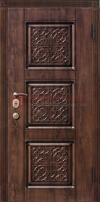 Коричневая стальная дверь с виноритом ДВТ-19 в Гатчине