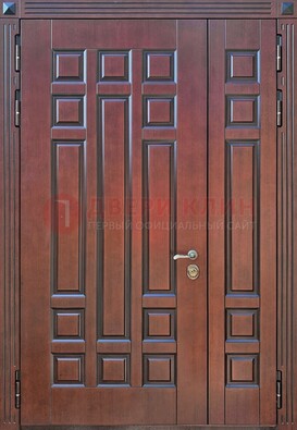 Коричневая полуторная металическая дверь с виноритом ДВТ-240 в Гатчине