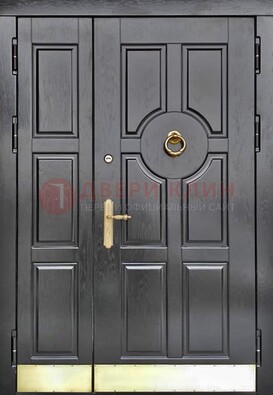 Черная металическая дверь с виноритом для дома ДВТ-241 в Гатчине