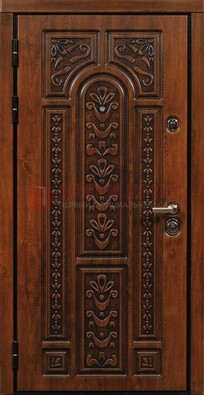 Коричневая входная дверь с виноритом ДВТ-32 в Гатчине