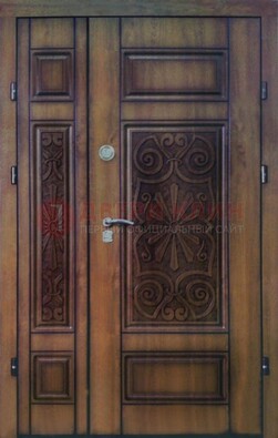 Входная железная дверь с виноритом и панелью Белый дуб внутри ДВТ-96 в Гатчине