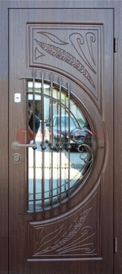 Стальная дверь с виноритом и терморазрывом с внутренней панелью Темный орех ДВТ-99 в Гатчине