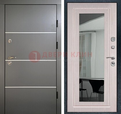 Черная металлическая дверь с зеркалом ДЗ-12 в Гатчине